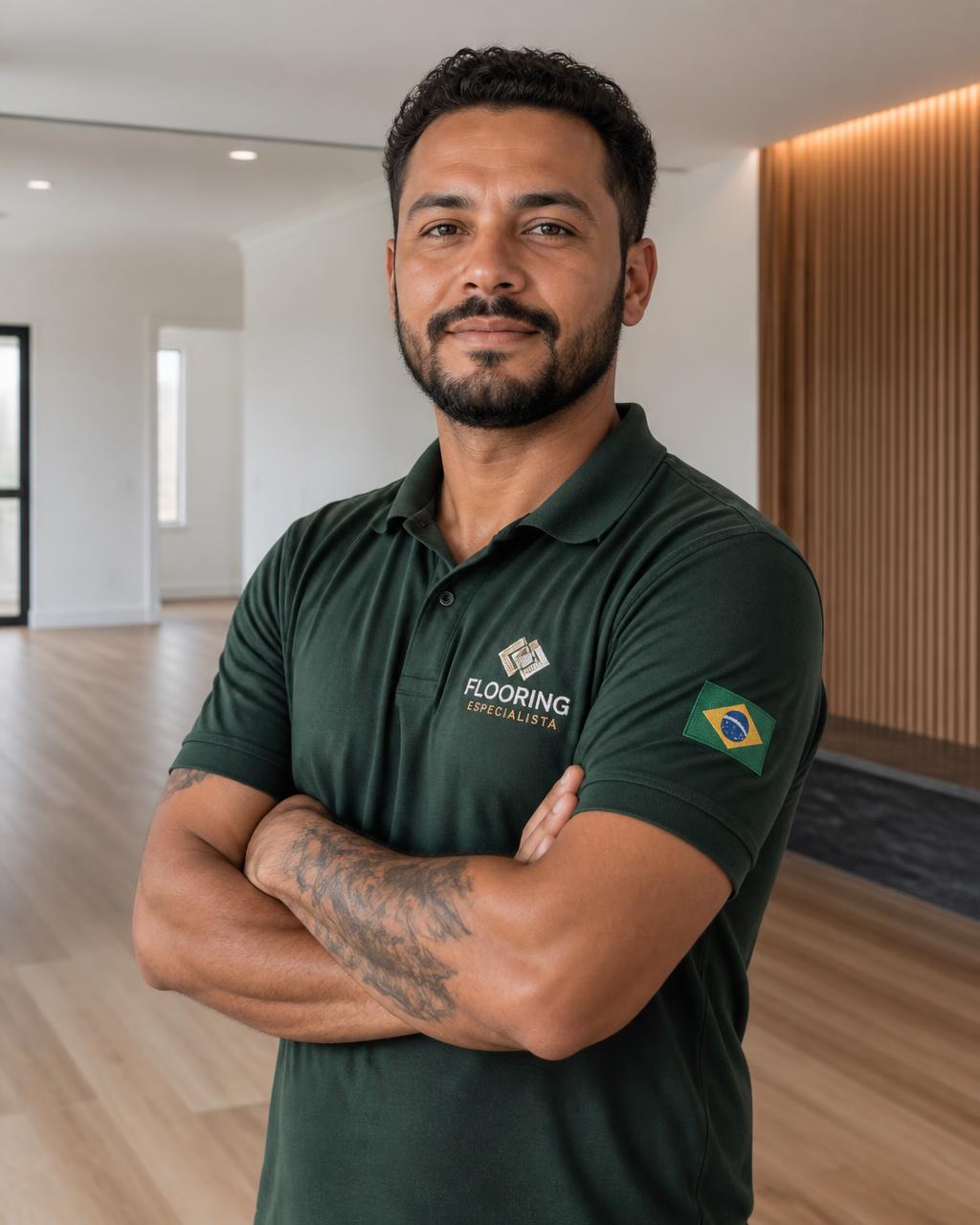 Responsável técnico da UDC Pisos em obra finalizada