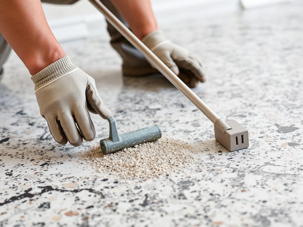 Aplicação de granitina em piso novo